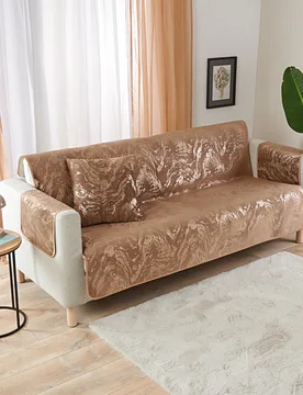 Sofaüberwurf 3-Sitzer beige-grau 180 x 150 cm - Eldo - FashionsVida