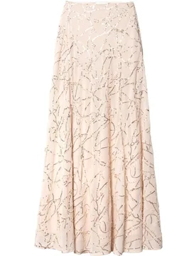 Falda evasé midi con bordado de abalorios - The-Are - FashionsVida