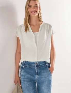 Dropped Shoulder Blusenshirt mit Tape female Weiß - Street One - FashionsVida