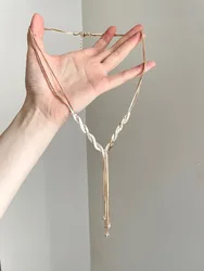 European and American fashionable charm golden twisted drop necklace, ideal Valentine's Day gift, travel jewelry