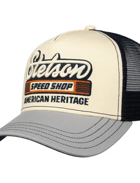Speed Shop Trucker Cap by - beige-grey - Size: One Size - Stetson - FashionsVida