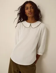 Cotton Rich Collared Blouse Ivory female