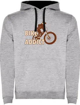 Felpa Con Cappuccio Bike Addict Two-colour Heather Grey / Black - Kruskis - FashionsVida