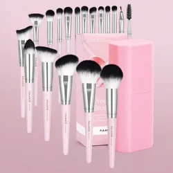 Juego de 8/19/30 piezas de brochas de maquillaje para viaje, incluye 18 brochas de maquillaje + caja de almacenamiento, incluyendo brocha para base, b