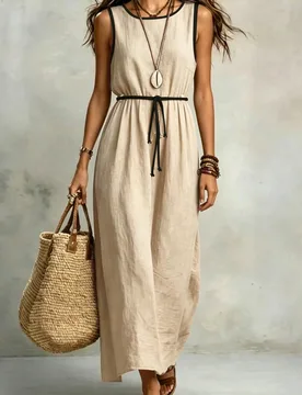 Vestido largo cómodo de unicolor casual para vacaciones de mujer, verano S - Shein - FashionsVida