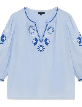 Blusa de mujer de mujer con bordado y escote pico - Caroll - FashionsVida
