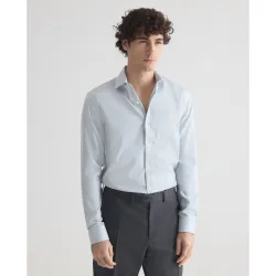Camisa de hombre de vestir slim con microestampado y cuello stretch