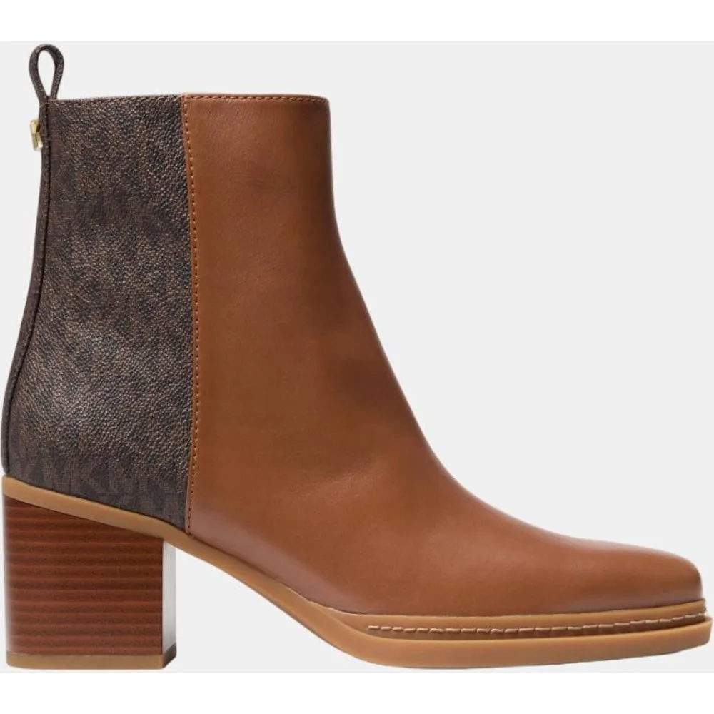 Botines Lex de mujer con combinación de estampado de logotipo chocolate con tacón bloque - MICHAEL Michael Kors - FashionsVida