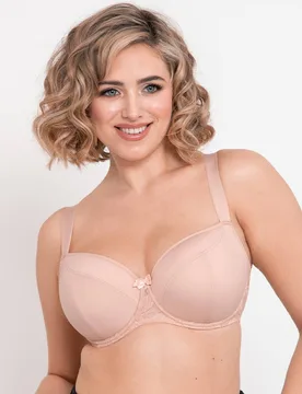 Women's Emma Balcony Bra Padded Underwired Lingerie in Beige Size: 42GG - Beige - Size: 42GG - Flirtelle - FashionsVida