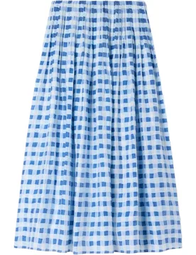 Falda larga acampanada vichy con lino - sandro - FashionsVida