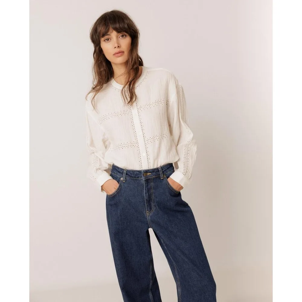 Indi & Cold - Camisa de mujer manga larga cuello caja - Indi & Cold - FashionsVida