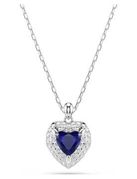 Pendente One, Taglio Heart, Pavé, Cuore, Blu, Placcato rodio OS - Swarovski - FashionsVida