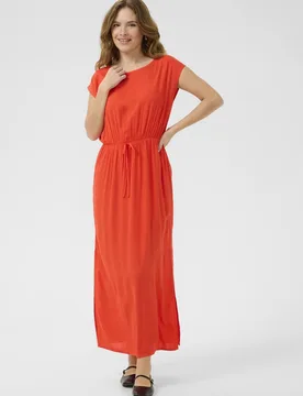 Women's Short Sleeve Midi KAcheer Dress in Scarlet Size: 16 - Scarlet - Size: 16 - Kaffe - FashionsVida