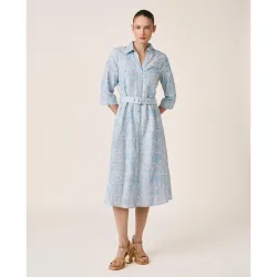 Vestido midi con motivo geométrico bordado y lentejuelas con cinturón