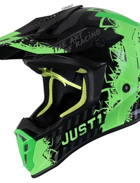 Casco Moto Cross Enduro J38 MASK Nero Verde Lucido taglia XL - JUST1 - FashionsVida