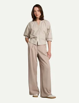 Hemdbluse mit Ballonärmeln Beige M - Tom Tailor Denim - FashionsVida
