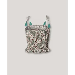 Top estampado floral con lino