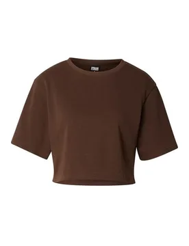 T-Shirt - Ladies Light Terry Cropped Tee - XS bis 4XL - für Damen - Größe L - braun - Frauen - female - Urban classics - FashionsVida