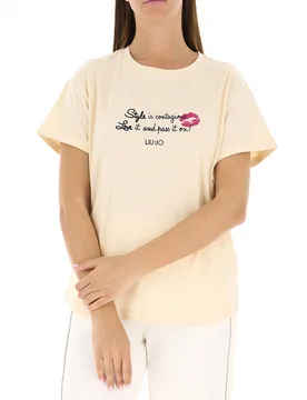 T-shirt con strass LIU JEANS CREMA M - Liu jo - FashionsVida