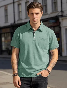 Summer Men's Short-Sleeved Solid Color Breathable Single-Pocket Short-Sleeved Buttoned Casual Outdoor Sports Men's Polo Shirt - Aliexpress - FashionsVida