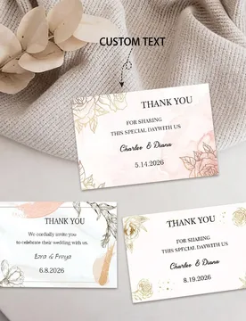 Tarjeta de felicitación personalizada, tarjeta de agradecimiento de boda personalizada, personalización de nombre y fecha, tarjeta de invitado de bo - Shein - FashionsVida