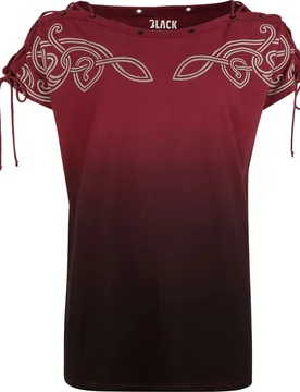 T-Shirt - Celtic fine lines - S bis XXL - für Damen - Größe S - rot - Frauen - female - Black Premium by EMP - FashionsVida
