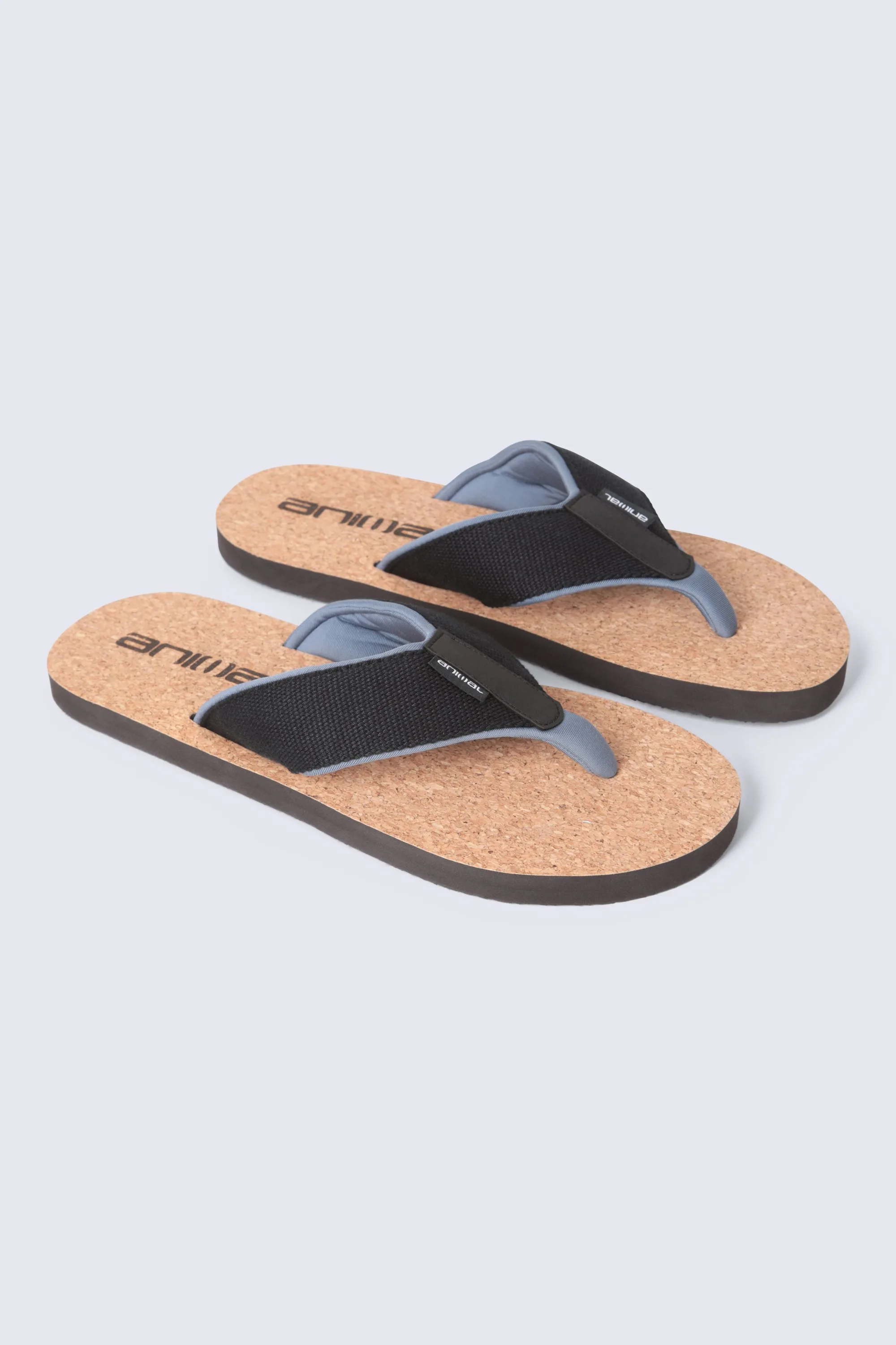 Parker Mens Cork Flip Flops - Black - Animal - FashionsVida