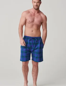 Tartan 100% Brushed Cotton Sleep Shorts - British Boxers - FashionsVida