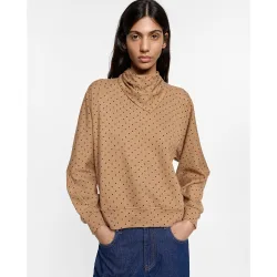 Sudadera de mujer con cuello redondo y estampado de lunares