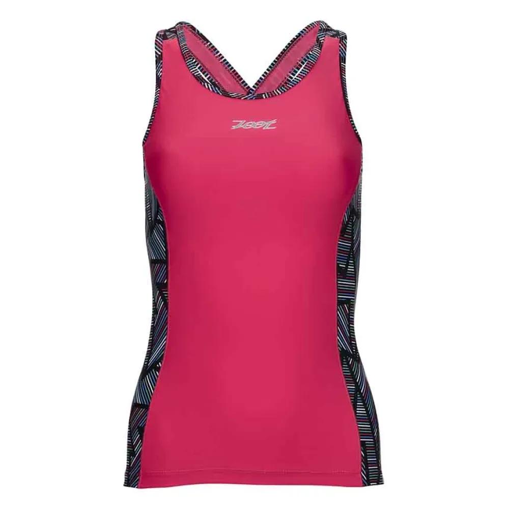 Maglia Da Triathlon Senza Maniche Performance Crossback Pink Ginger / Long Board - Zoot - FashionsVida