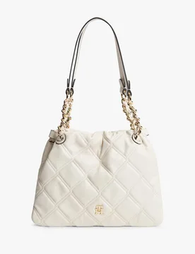 Feminine Faux Leather Quilted Mini Tote Bag Cream female - Tommy hilfiger - FashionsVida