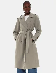 Belted Double Breasted Trench Coat Khaki female