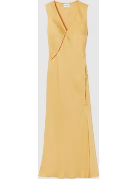 Vestido largo fluido de satén sin mangas con escote en v - CLAUDIE PIERLOT - FashionsVida