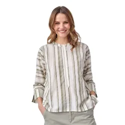 Avina Short Sleeve Shirt Light Green Stripe L Women