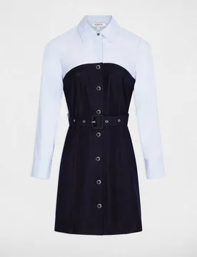 Vestido corto efecto 2 en 1 con manga francesa - Morgan - FashionsVida