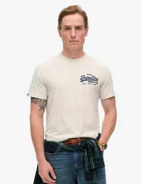 Superdry Herren Creme Klassisches Vintage-T-Shirt Mit Logoprint, Größe: XXL - 39.99 - FashionsVida