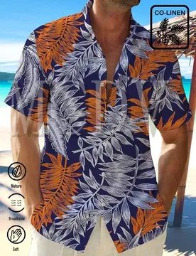 Royaura Linen Gradient Tropical Leaf Print Men's Vacation Beach Hawaiian Big & Tall Aloha Shirt Summer Tops - Aliexpress - FashionsVida