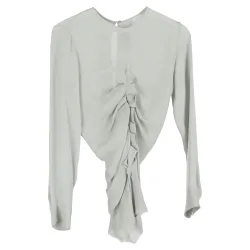 Pre-Owned Womens Ruched Blouse In Pale Green Triacetate - Size Small