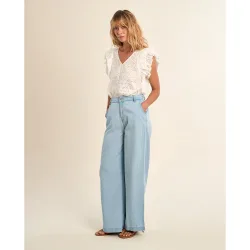 Pantalón ancho de mujer largo vaquero