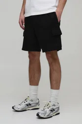 Herren Basic Cargo-Jersey-Shorts In Entspannter Passform Black Größe XS