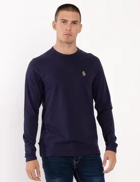 Mens Ls Trous Long Sleeve T-Shirt In Navy - Size Large - Luke 1977 - FashionsVida
