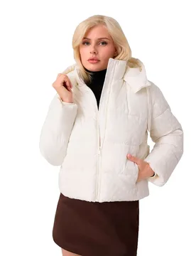 Veste Matelassée New Daisy Logo Cropped Cream White M - Guess - FashionsVida