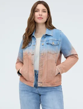 Chaqueta de mujer en denim degradado cuello clásico - Fiorella Rubino - FashionsVida