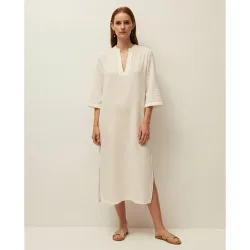 Vestido midi kaftan con aberturas laterales y escote mao