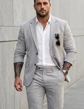 Blazer informal de lino de oficina para hombre de talla grande, blazer informal para hombre, traje formal casual para hombre 5XL - Shein - FashionsVida