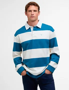 Polo de hombre de rayas con manga larga - Barbour - FashionsVida