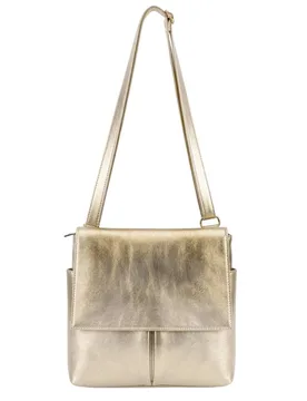 Women's Multi-Pocket Genuine Italian Leather Slim Messenger Crossbody Bag in Gold - Gold - Size: One Size - Kitise - FashionsVida