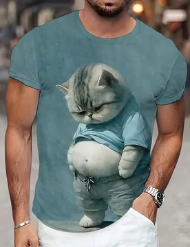 Fashion Sketch Animal Graphic Men T-Shirts Cats 3D Print Oversize Short Sleeve T-Shirt O-Neck Casual Men Women T-Shirt Clothing - Aliexpress - FashionsVida