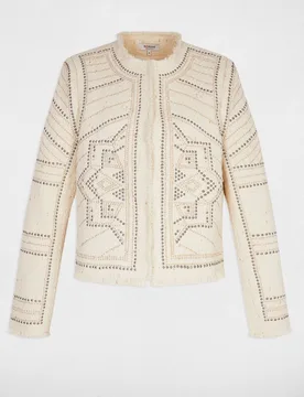 Chaqueta de mujer con estampado geométrico y decoración en metal - Morgan - FashionsVida