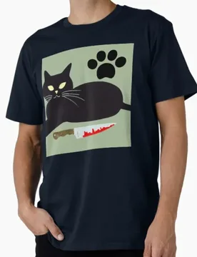 Cat what murderous Black cat with knife Funny Gift t shirt 0706 Cartoon kitty Graphic Clothes Short Sleeve Crew Neck Tee S-6XL - Aliexpress - FashionsVida